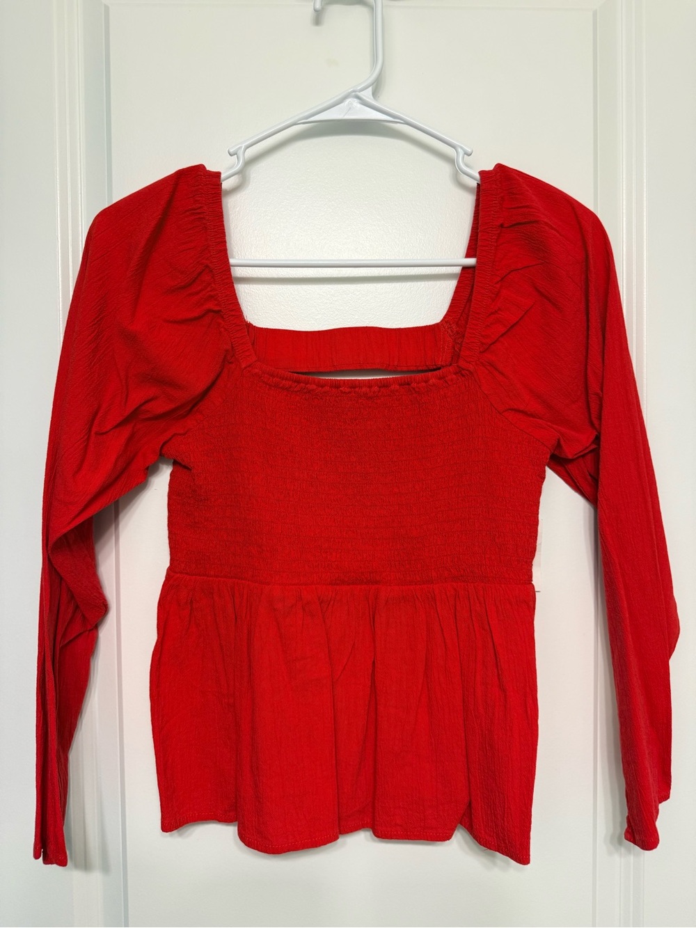 Old Navy Red Smocked Square Neck Top